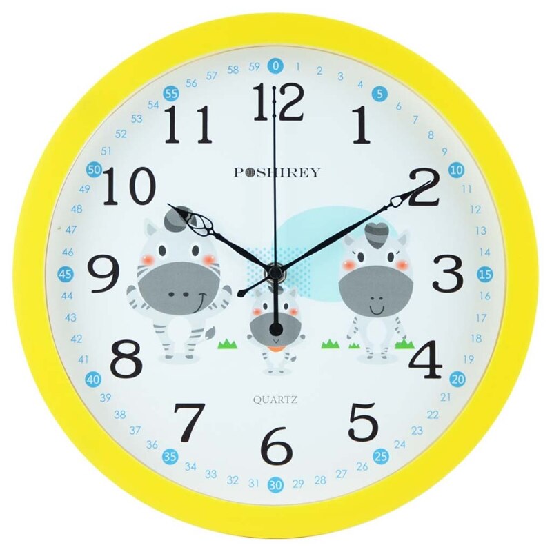 Mute Wall Clock Simple Style Cartoon Milk Cow Pattern Clock Nursery Home Living Room Children's Room Bedroom Decoration