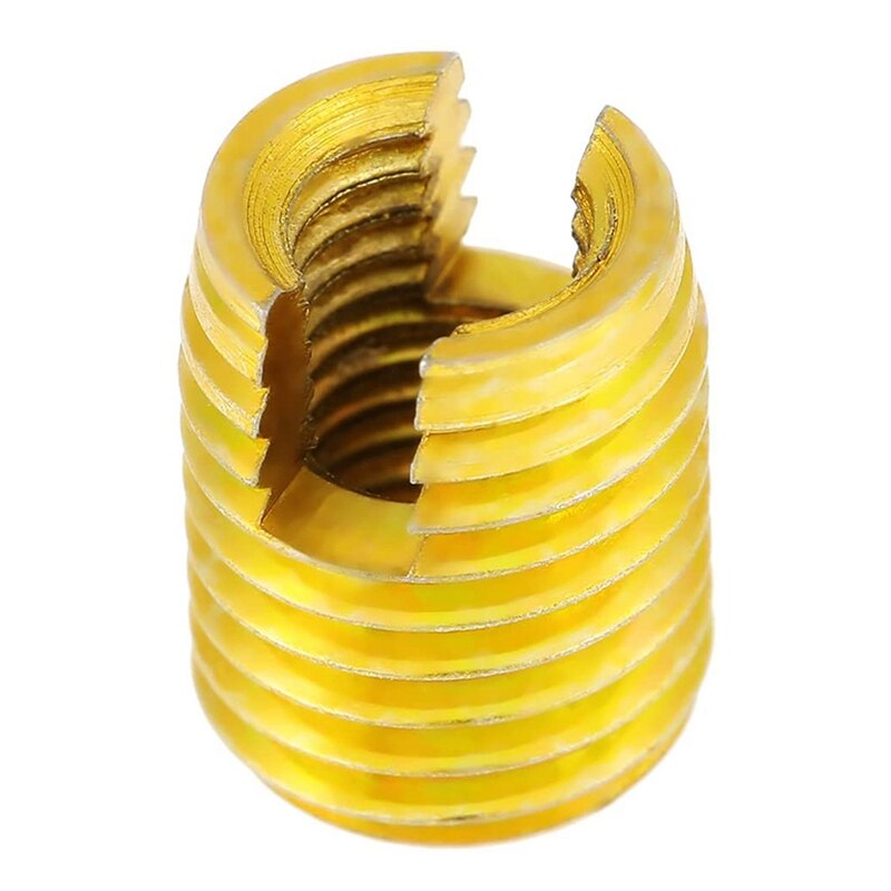 10Pcs M8 x M5 x 10mm Self Tapping Insert Nuts 302 Internal Threads Screw Bushing for Thread Repairing Golden