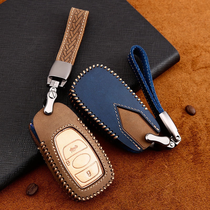 Leather Car Key Holder Cover Case For Subaru XV BRZ Forester Legacy Outback Key Holder Accessories Covers