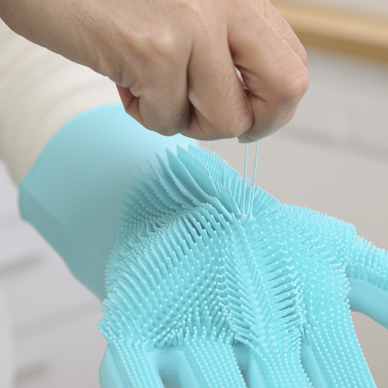 1 paire de gants de nettoyage de vaisselle magique en caoutchouc de Silicone gant de lavage de vaisselle pour ménage épurateur cuisine outil propre gommage