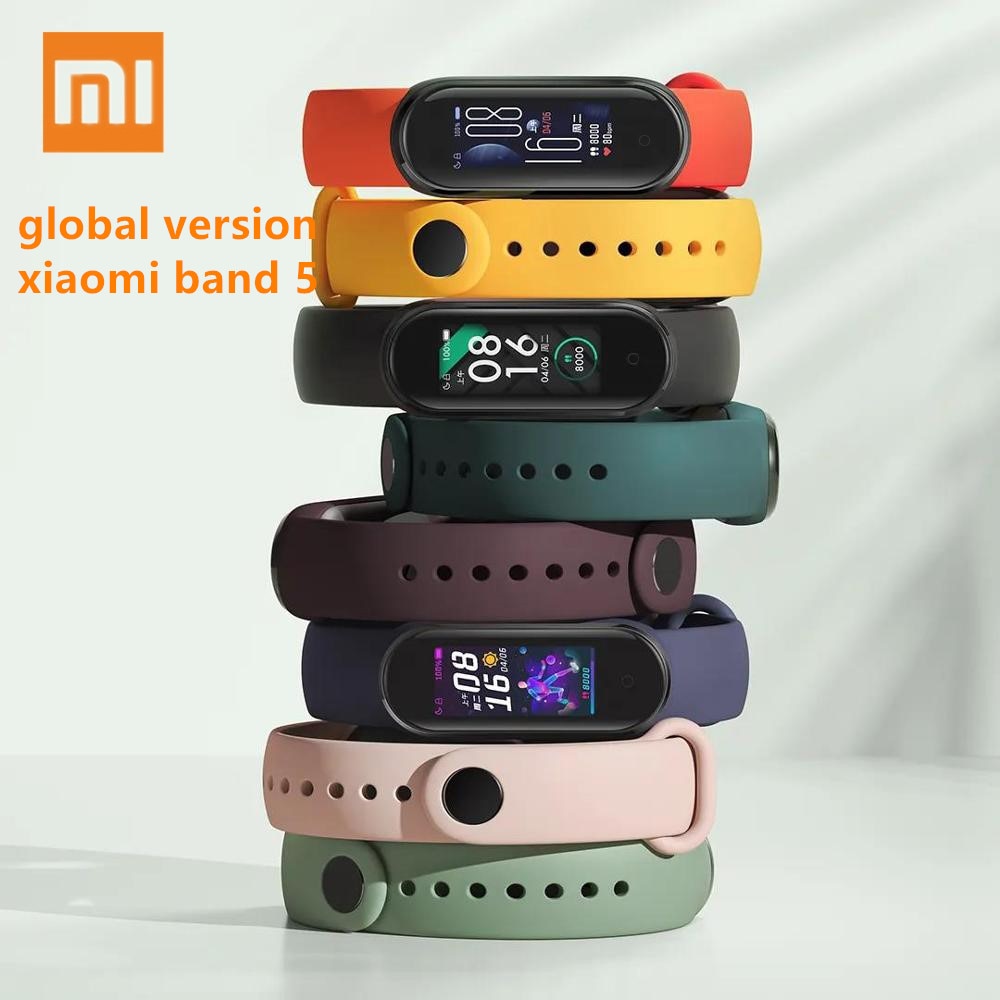 Xiaomi banda 5 versão global pulseira inteligente tela de toque miband 5 pulseira esporte rastreador de fitness monitor de freqüência cardíaca