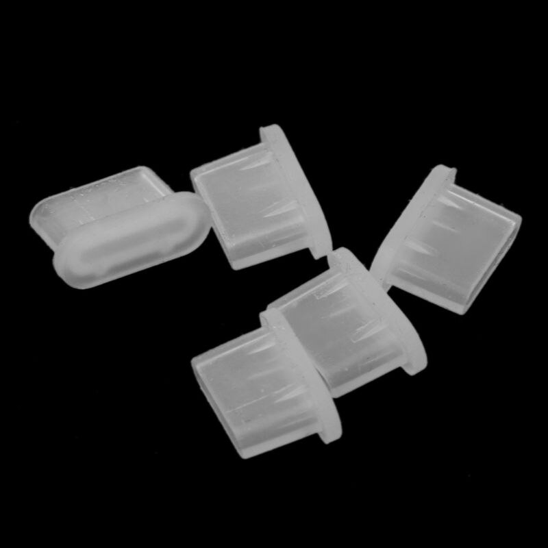5PCS Type-C Dust Plug USB Charging Port Protector Silicone Cover for Samsung Smart Phone Accessories: Transparent