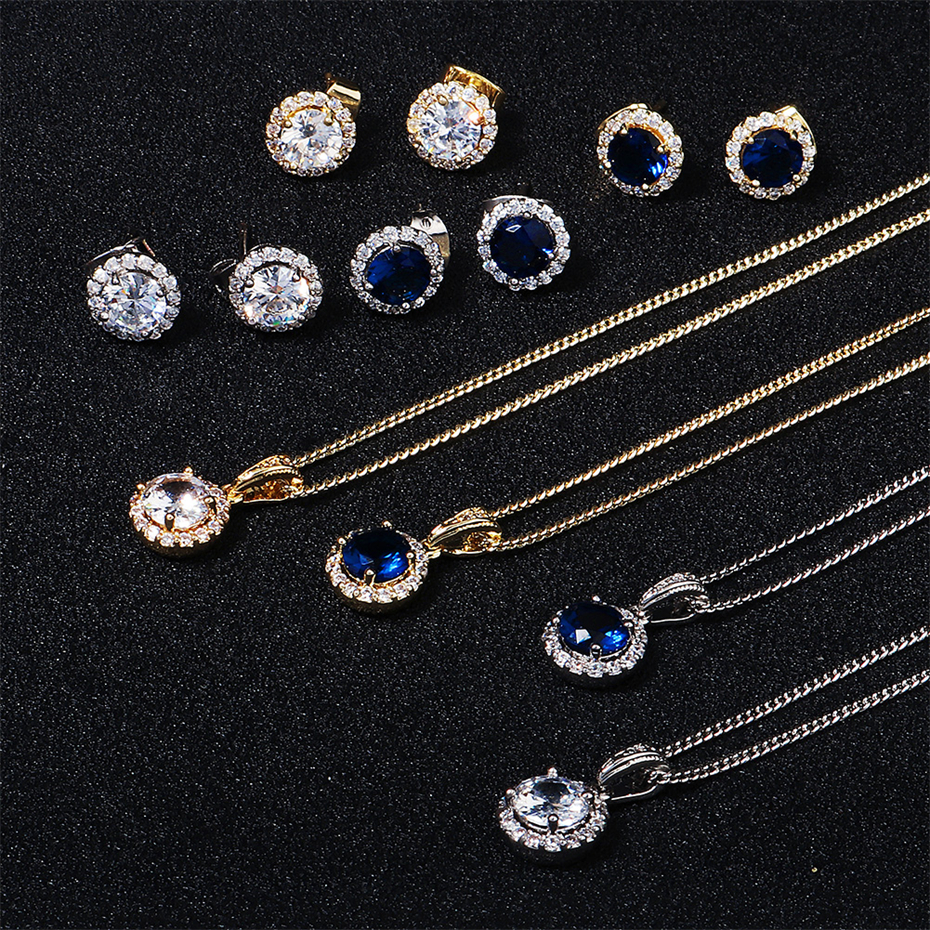 Efily Zirconia Sieraden Set Bruid Accessoires Bruiloft Crystal Ketting Bridal Stud Oorbellen Vrouwen Sieraden Bruidsmeisje