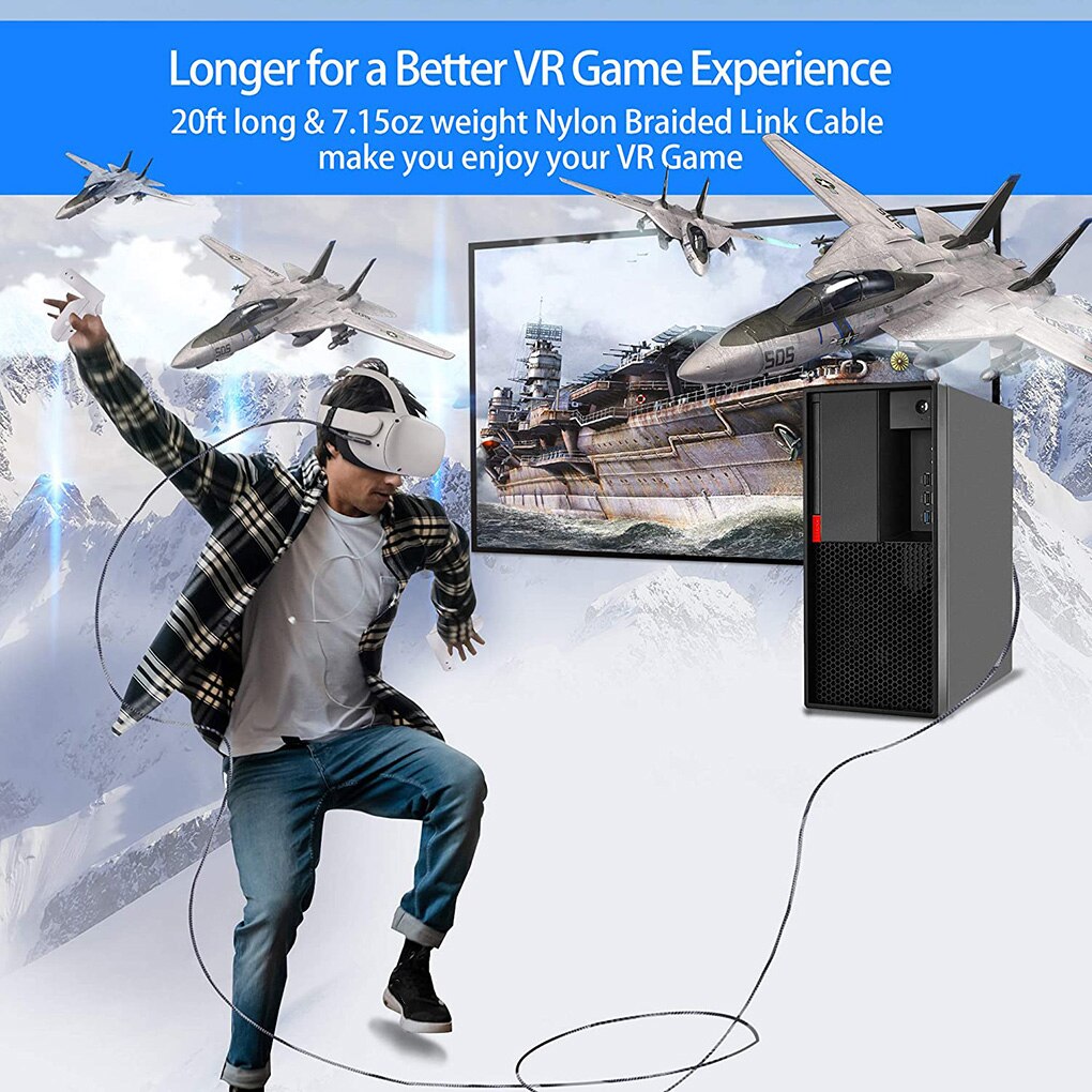 Pour Oculus Quest 2 Lien Câble 5M USB 3.0 Charge rapide Câbles USB 3.0 Type C Transfert De Données USB-A À Type-c Câble Accessoires VR