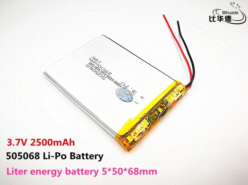Liter energi batteri god qulity 3.7v,2500 mah ,505068 polymer lithium ion / li-ion batteri til legetøj, power bank, gps ,mp3,mp4
