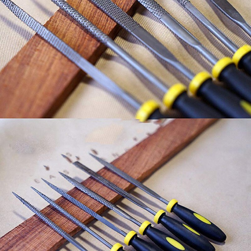Mini Needle File Set, Wood Rasp File Set with Rubber Handle, Bastard Files for Wood and Soft Stuffs Carving (Wood Rasp, Mini)
