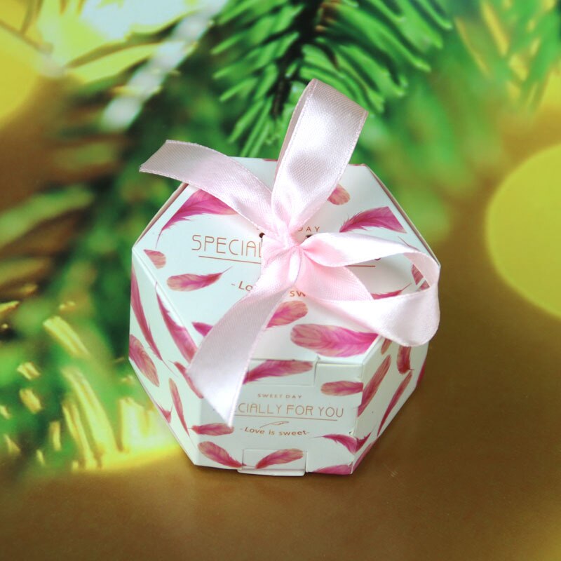 Flamingo Hexagon Candy Box Paper Chocolate Packing Swettt Favor Boxes For Wedding Party Baby Shower Biethday Supplies: A2