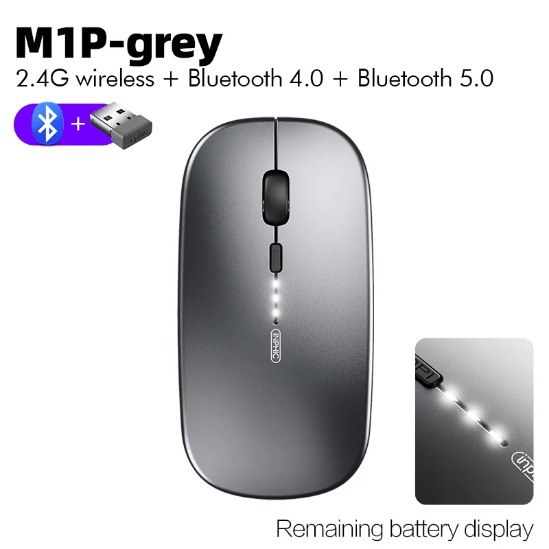 Inphic  m1 Profi kabellose maus, wiederaufladbare, geräuschlose maus, bluetooth-funkmaus mit drei modi, akkuanzeige + usb-c-ladefunktion: Beige