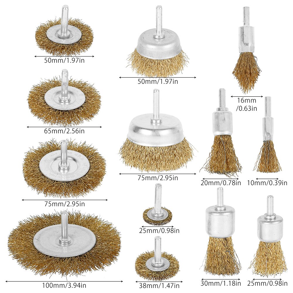 Wire Brushes Drill Bit Set Steel Wire Wheels Brushes Drill Rotary Polishing Dremel Rotary Tools Metal Rust Removal Brush Set