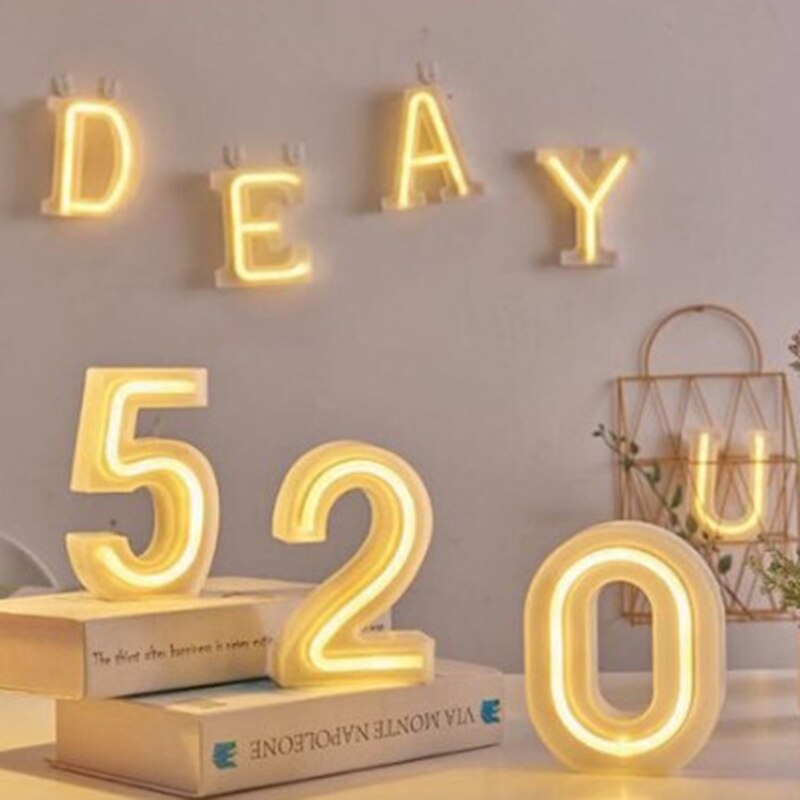 Flex Led Custom Neon Signs Number 0-9 Letter Signage Indoor Warm Light Display Light Up Signs Commercial Christmas Decorations