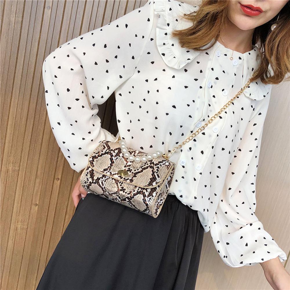 Bolsos de para mujer con estampado de serpiente y perlas para mujer bolsos de bandolera de cuero de PU Casual