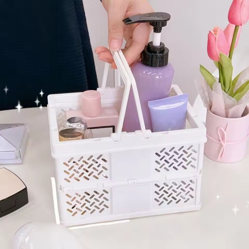 Panier de rangement Pastel pliable, grande boîte de rangement pliable avec poignée pour la cuisine, le salon et l'organisation du bureau, 1 pièce