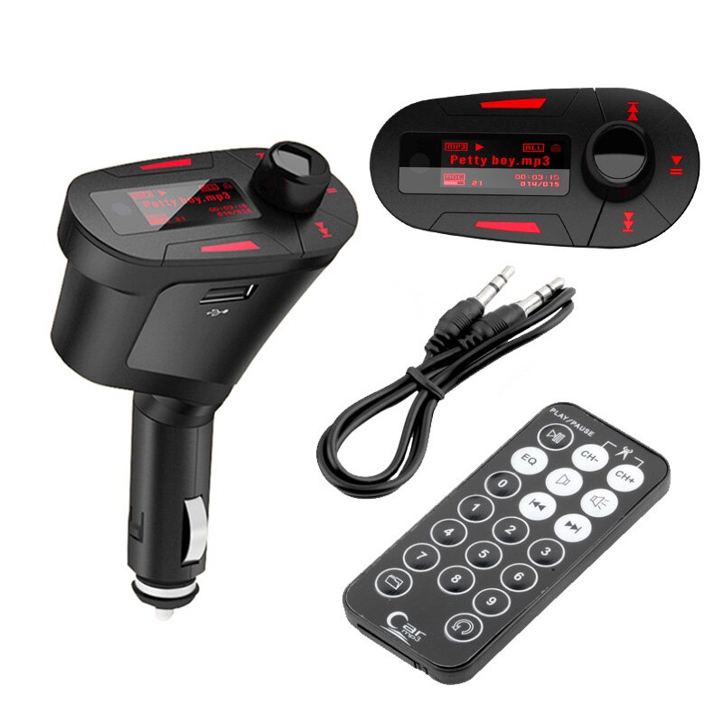 Car Kit MP3 Player Wireless FM Transmitter Modulator USB SD MMC Slot Blue LCD Display with Remote Wireless In Car FM Transmitter