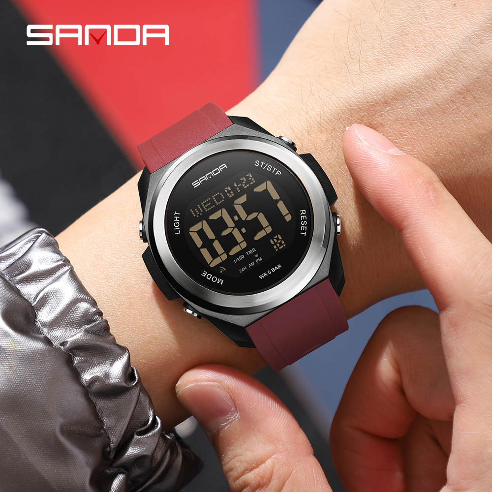 Sanda 2199 new sports watch with waterproof timing and multiple luminous electronic clocks, alarm clock reminder, men's watches