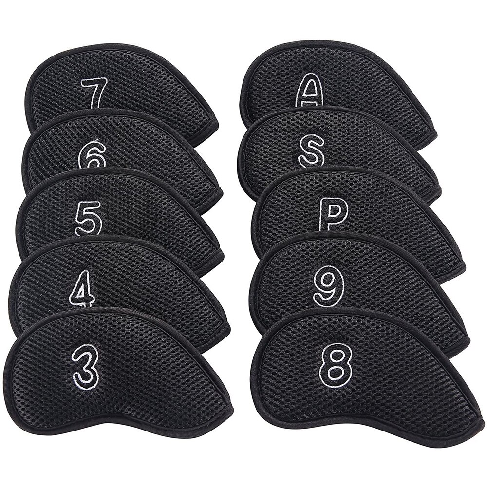 Golf Club Cover Golf Club Covers Headcovers Set Golf Club Cover Hybrid Golf Iron Club Cover Golf Club Iron Cover headcover 10Pcs: Black