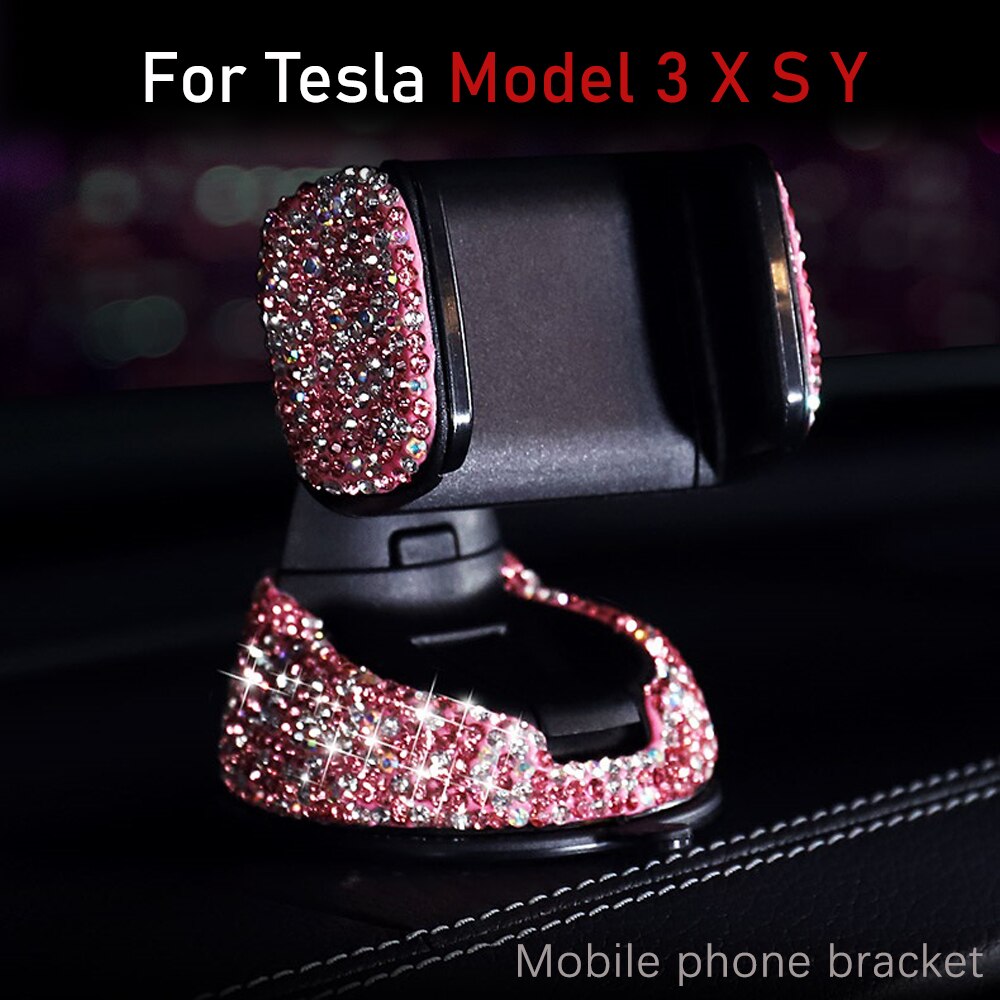 Voor Tesla Model 3 S X Y Dashboard Mobiele Telefoon Beugel Diamond Inlay Mobiele Telefoon Beugel Mobiele Gps Navigatie Beugel