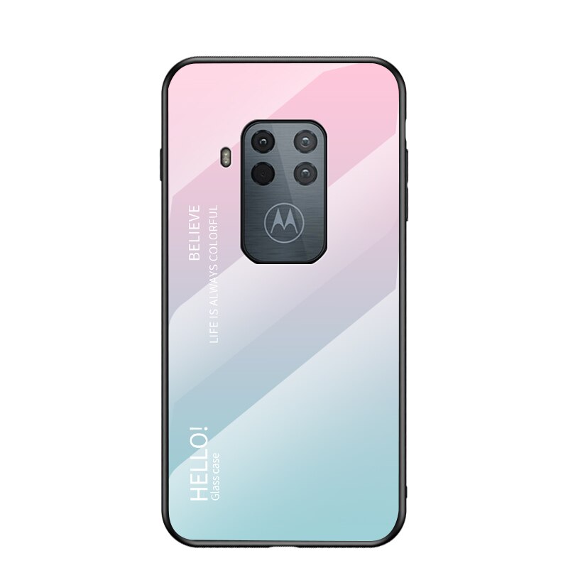 Oudini til motorola moto one zoom cover gradient glas kuffert til moto one zoom cover: Plnk blå