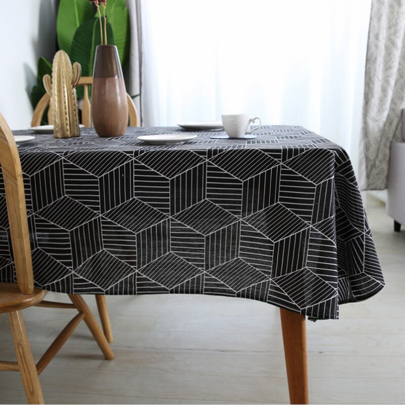 Buulqo black and white square cotton and linen fabric for DIY sewing sofa curtain tablecloth home decor cotton cloth