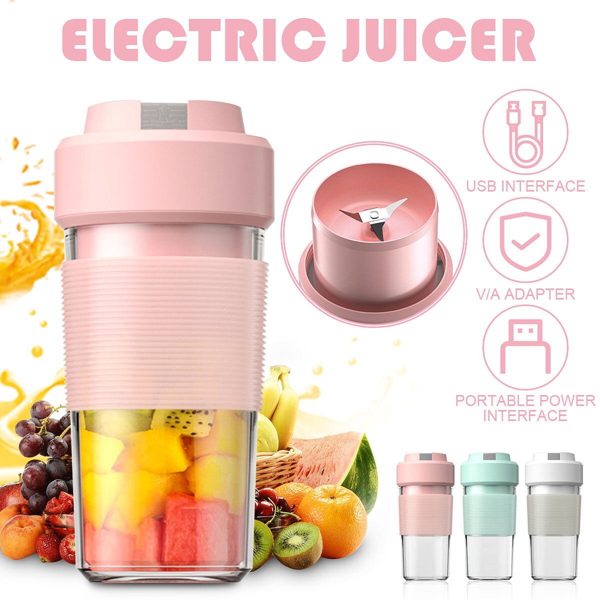 300Ml Mini Usb Blender Draagbare Elektrische Juicer Squeezer Machine Oplaadbare Multifunctionele Fruit Milkshake Blender Juicer