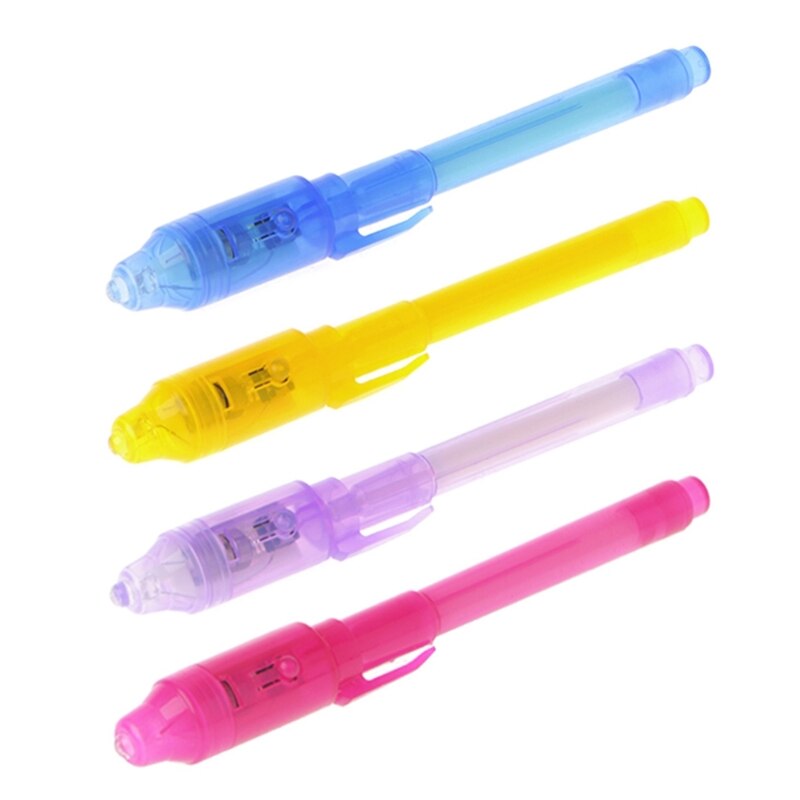 4 Teile/satz Unsichtbare Tinte Stift Gebaut in UV-Licht Magie Marker Für Stift Sicherheit Zu Bedienen (rosa + lila + gelb + blau)