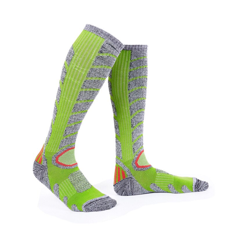 1 paire chaussettes de Ski à longues barreled hommes femmes Terry Ventilation thermique bas activités de plein air Ski randonnée escalade hiver: GREEN 35-39