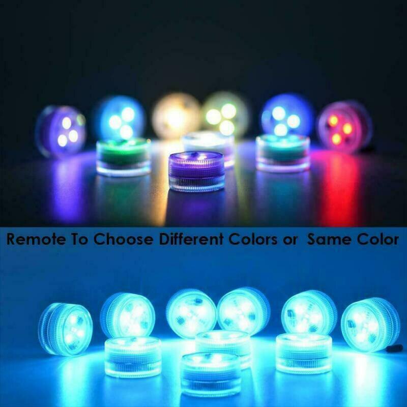 Led Remote Controlled RGB Submersible Light IP68 Waterproof Battery Operated Multi Color Submersible LED Underwater Light