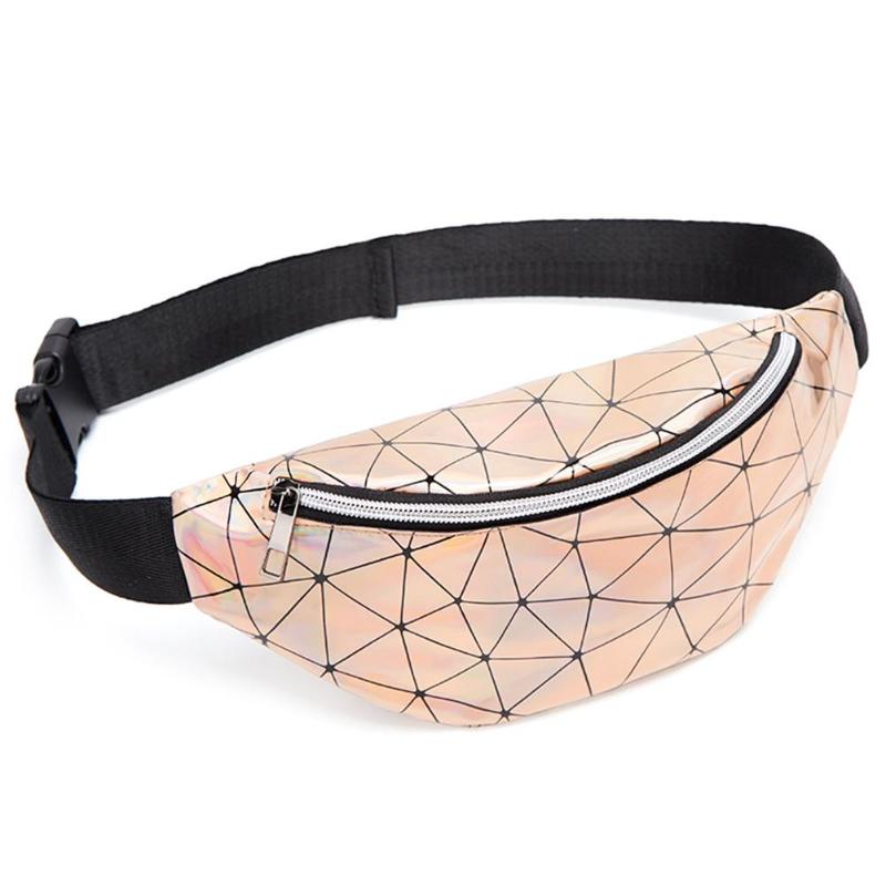 Géométrique holographique taille sacs femmes Fanny ceinture Packs poitrine téléphone pochette: Or