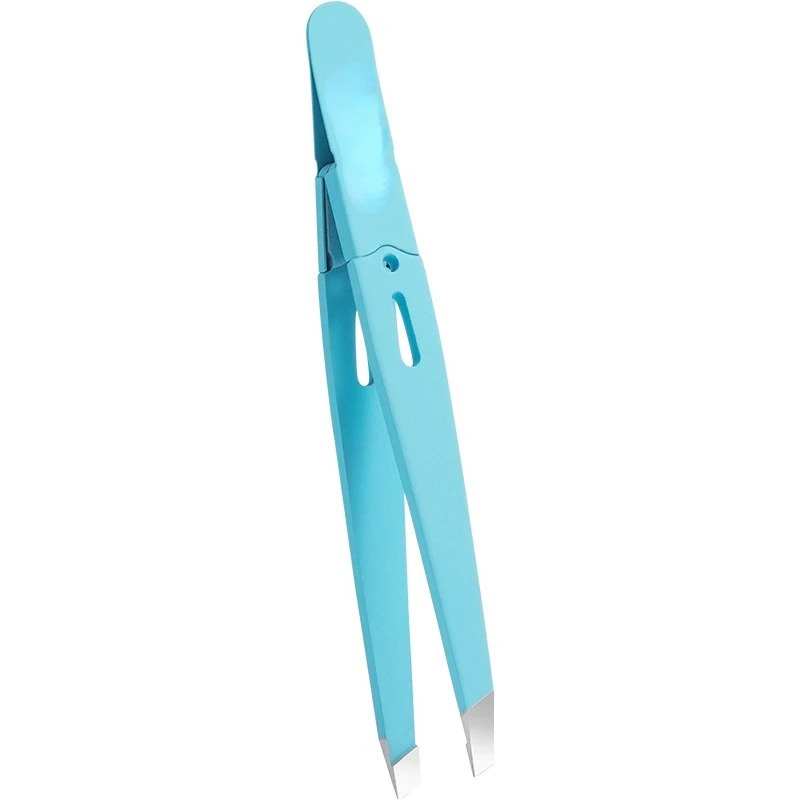 Pinça de sobrancelha em aço inoxidável, Cabelo colorido, Beleza Fine Hairs Extrator, Clipes de sobrancelha inclinada, Removal Makeup Tools: Azul