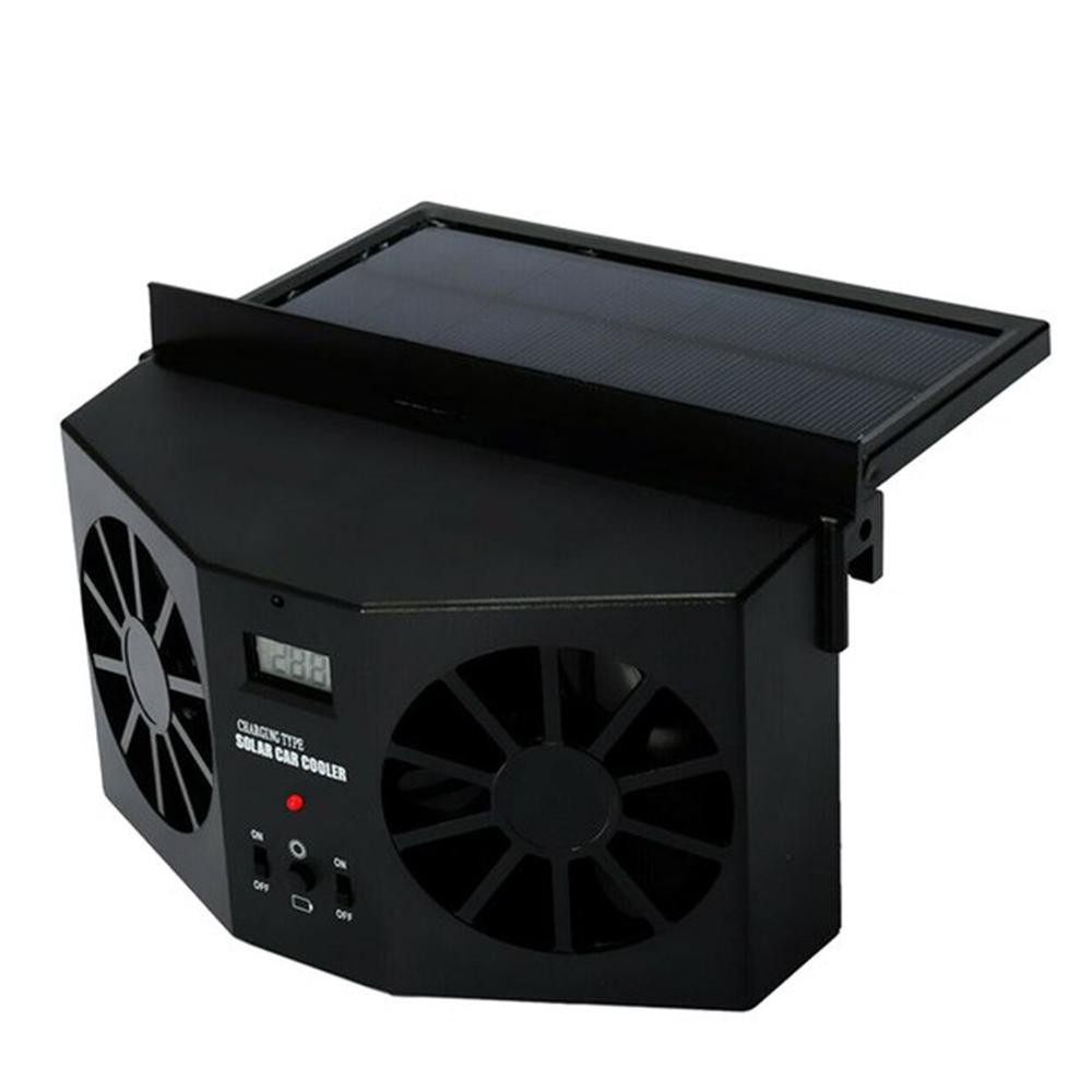 Adjustable Car Solar Exhaust Fan Auto Ventilator Car Cooler Ventilation Fan Dual-Mode Power Supply Portable: Black