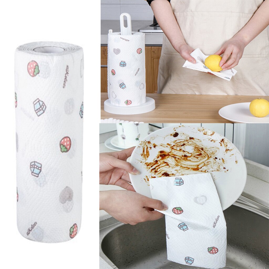 80pcs Disposable Cleaning Paper 2 Layers Kitchen Oil Absorbing Paper Towel Dishcloth