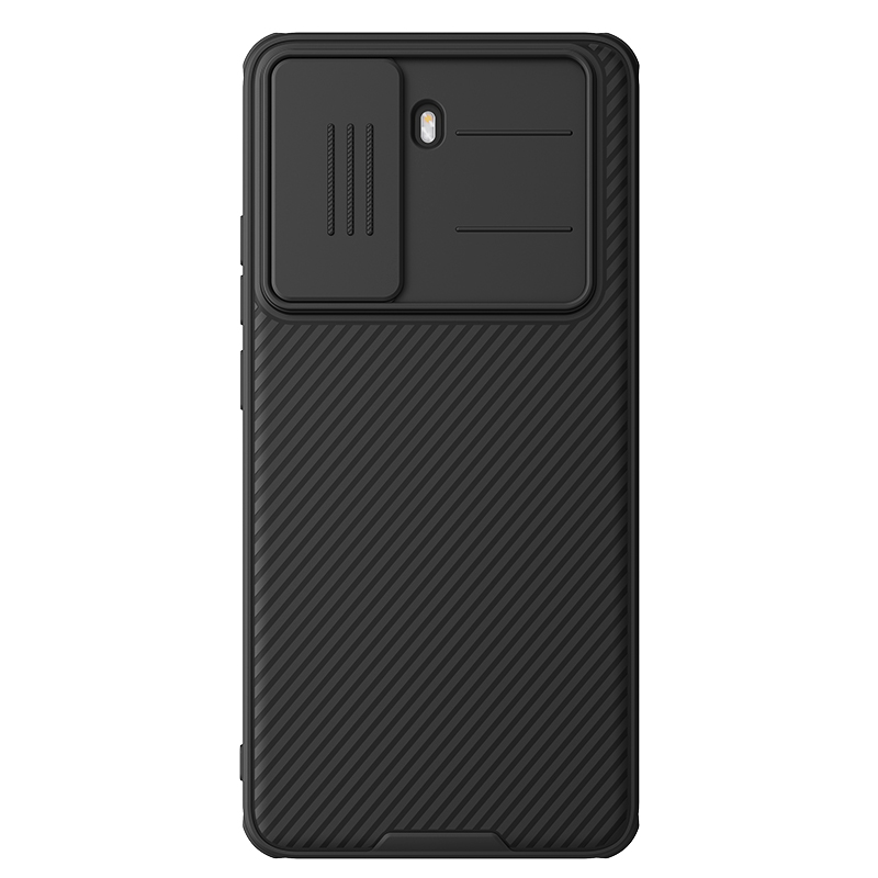 Nillkin CamShield Pro Case for Xiaomi Poco X7 Pro / Poco X7 Slide Camera Cover TPU+PC Hybrid Shockproof Diagonal Striped Texture: black / Poco X7 Pro