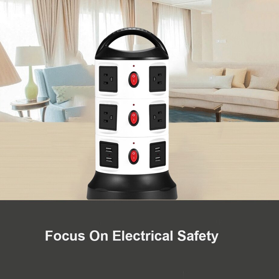 Verticale Power Strip Surge Protector Meerdere US Plug Socket 3/7/11/15/19 Universele Outlets met USB Schakelaar 3 m Verlengsnoer