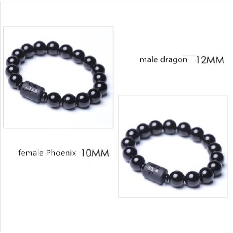 6Mm 8Mm Geliefde Stijl Zwarte Steen Obsidiaan Kralen Armband Multilayer Transfer Luck Armband & Bangle Sieraden Voor paar