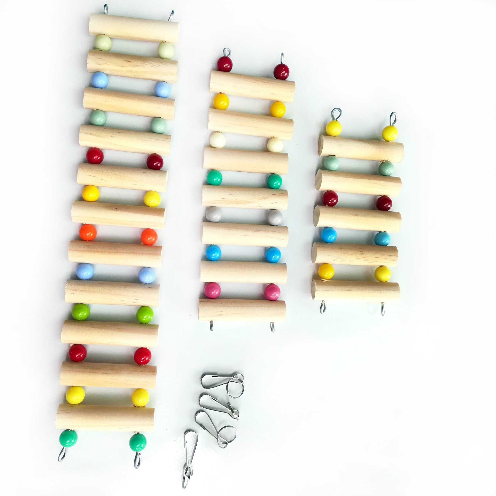 Rainbow Stairs Parrot Suspension Bridge Bird Ladder Climbing Ropeway Hamster Toy Birdcage Bridge Pet Training with 4 Hook