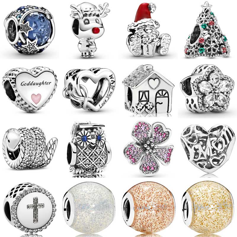 Fonkelende Sterren Sweet Home Goddaughter Hart Rode Nosed Reindeer Charm 925 Sterling Zilveren Kralen Fit Armband Diy Sieraden