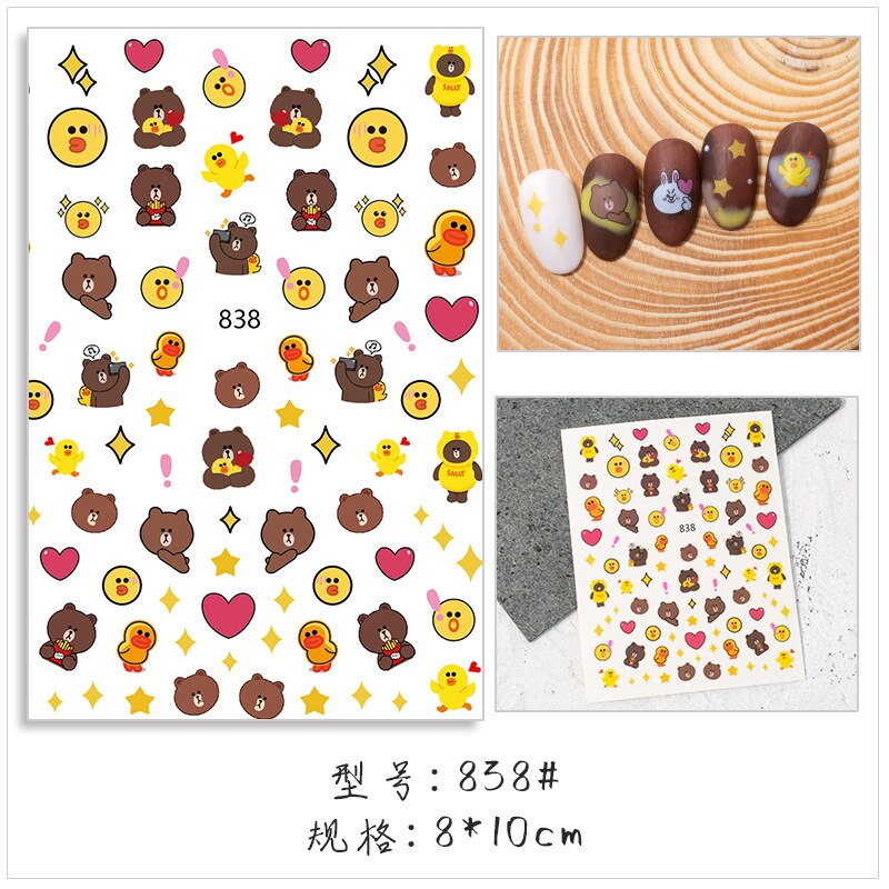 Dessin animé chien/chat/canard Nail Art autocollant belle chiot transfert d'eau décalque enveloppement complet mignon animaux curseur Nail Art décoration 1 pièces: 4