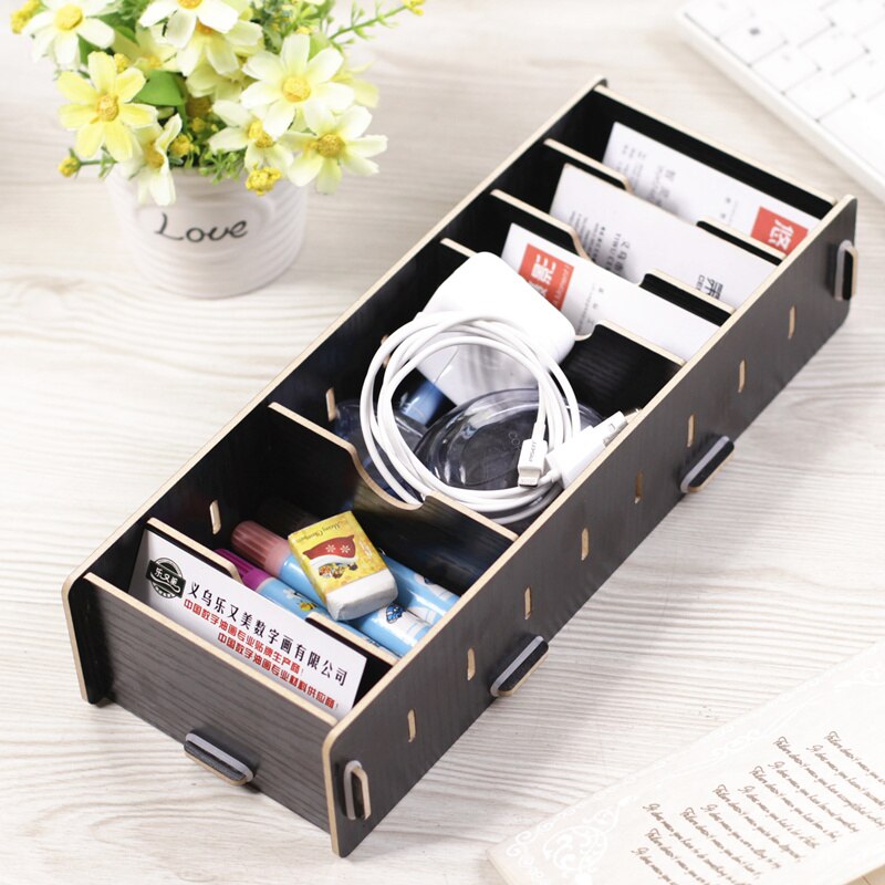 Pen Holder Box Case desk organizer Home Desk Stationery Decor Office School Desk Accessories Supplies Card case: black