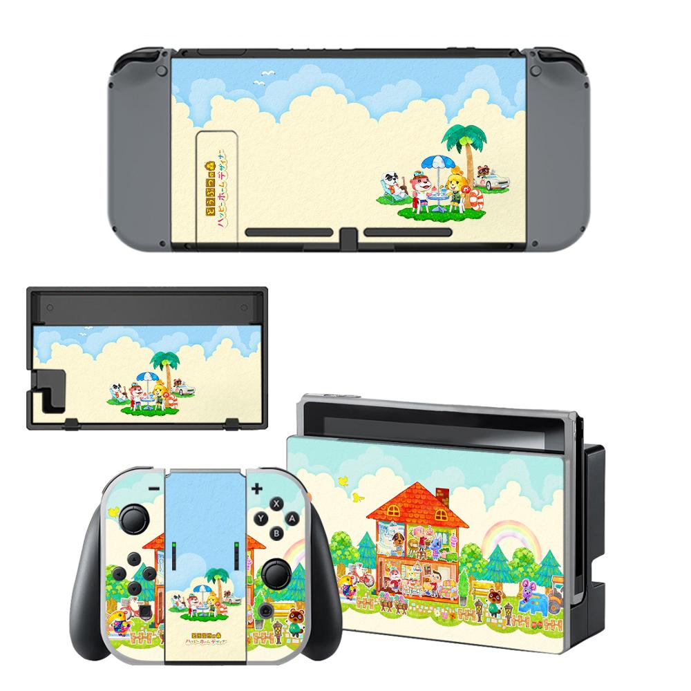 Vinyl Screen Skin Animal Crossing Protector Stickers for Nintendo Switch NS Console + Joy-con Controller + Stand Holder Skins