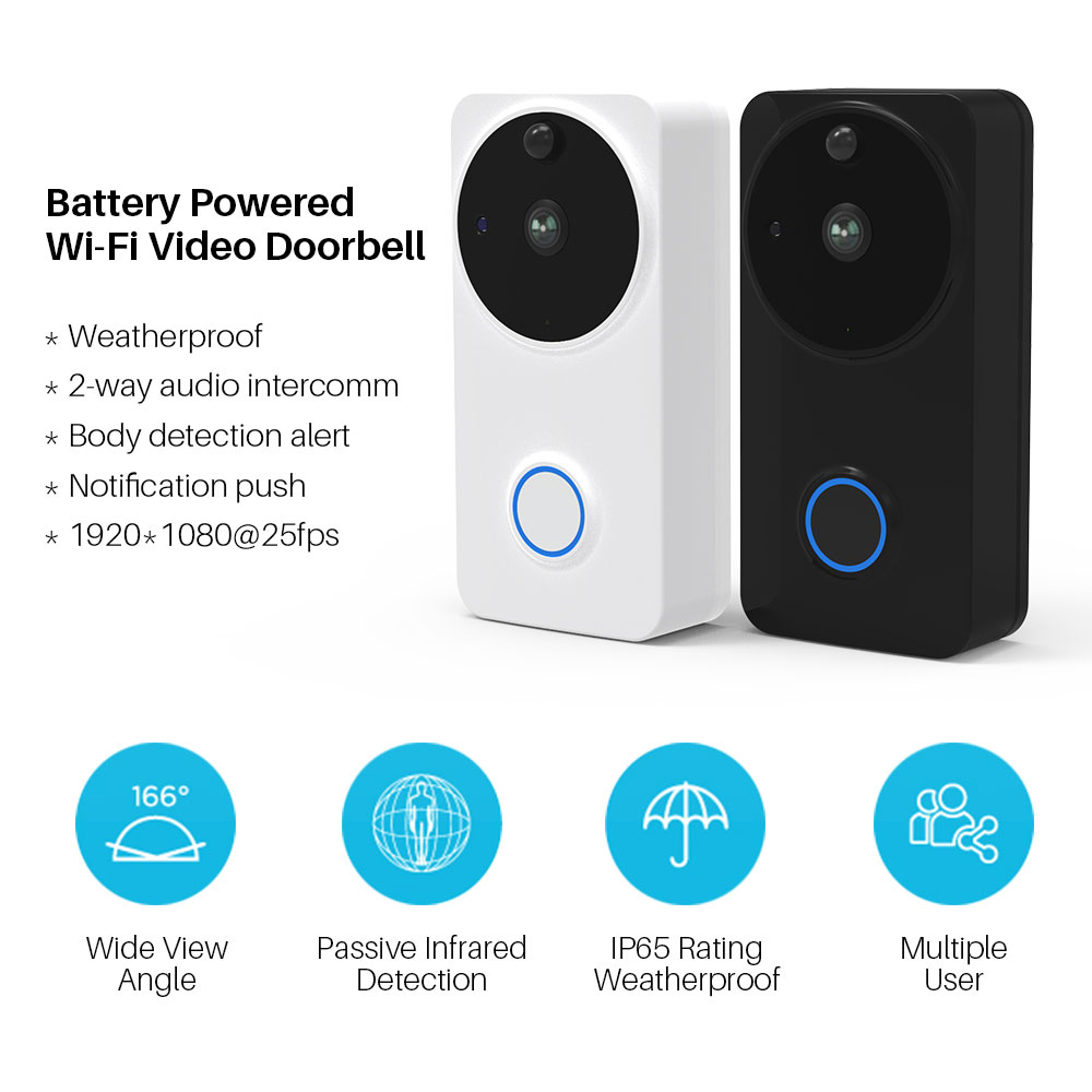 Tuay Smart Video Deurbel Slimme Draadloze Wifi Beveiliging Deurbel Visuele Opname Home Monitor Nachtzicht Intercom Deurtelefoon