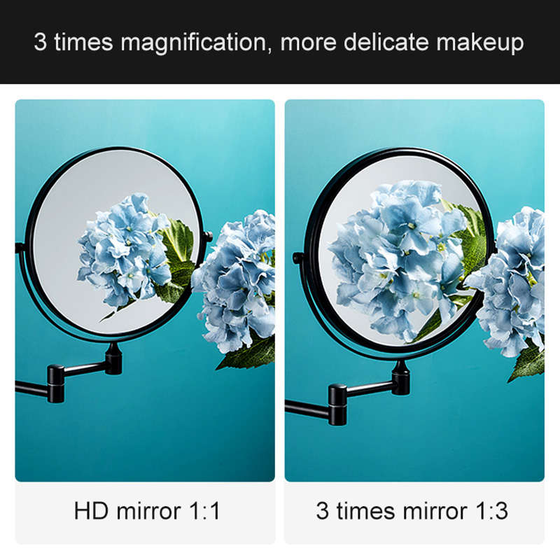 Badeværelse spejl 8 "dobbelt makeup spejl sort forstørrelsesglas kobber kosmetisk badeværelse dobbelt ansigt bad spejl  ef10