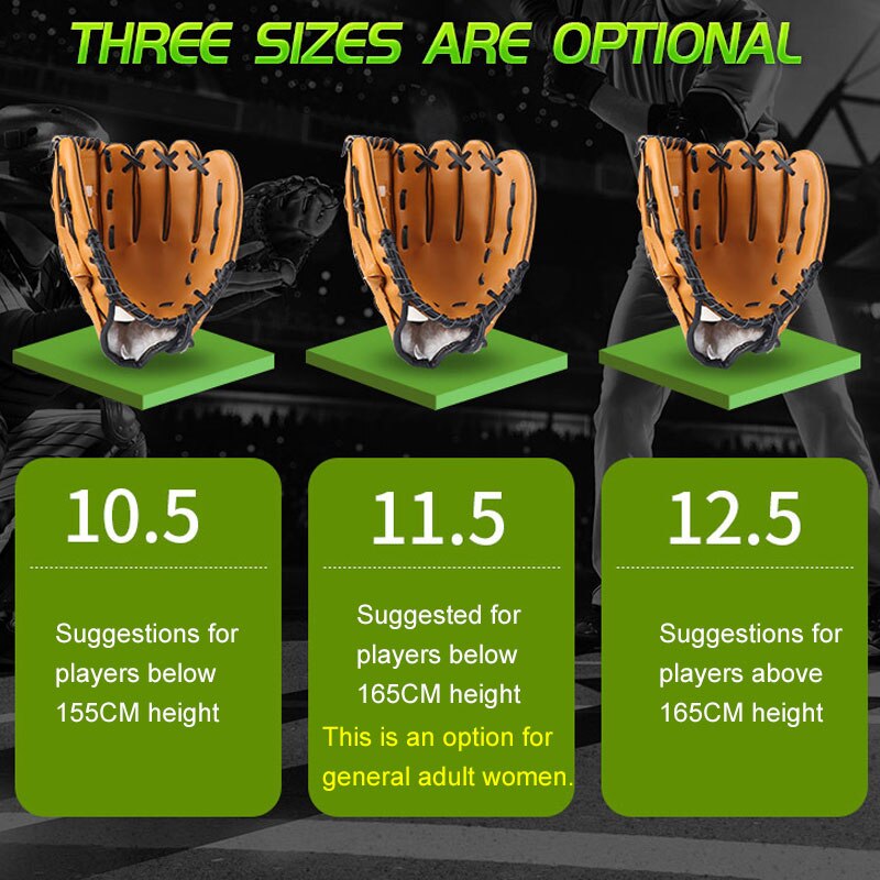 Tre farver baseball handske udendørs sport softball træningsudstyr størrelse 10.5/11.5/12.5 venstre hånd til voksen mand kvinde tog