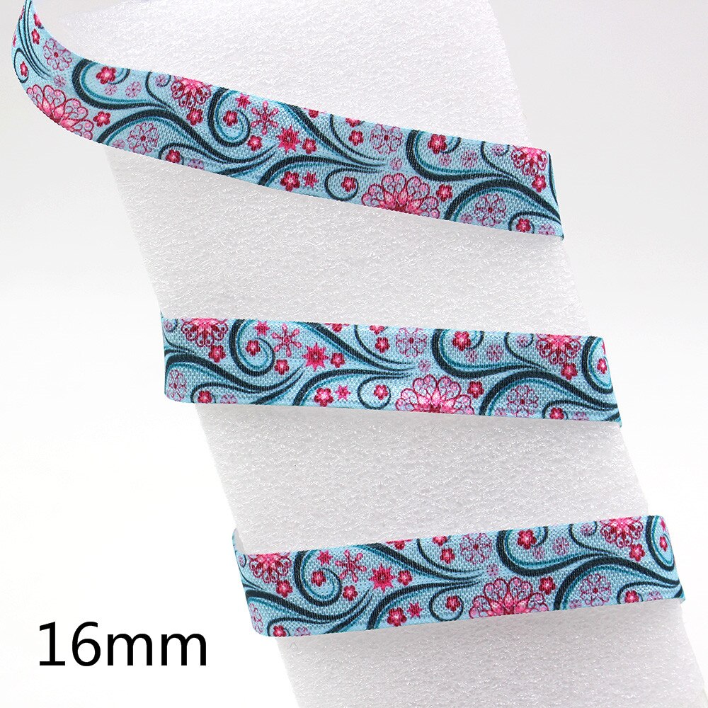 5yds,5/8" flowers Fold Over Elastic Stretch Foldover FOE Elastics for Hair Ties Headbands DIY handmade Accessories,E-20421-609: E-20421-612