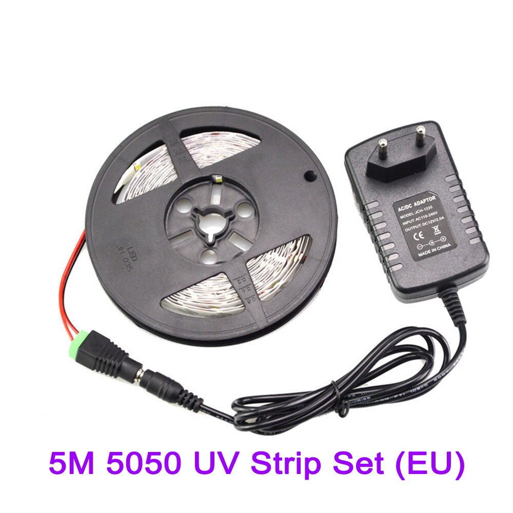 UV Light Disinfection Strip 5m 5050 LED Tape Germicidal Disinfection Light LED Strip Lights 12V for Home Disinfecting Air Clean: UV strip EU plug