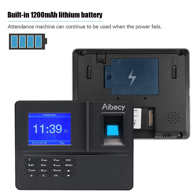 US Plug,H6 Attendance Machine Intelligent Biological Fingerprint Password Attendance Machine Employee Sign-In Recorder