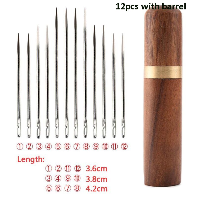 12 Teile/satz Blind Threading Nadel für Nähen Haushalt Bekleidung Manuelle DIY Jewerly Sicken Nadeln Große Loch Edelstahl Nadel: 12pcs with barrel