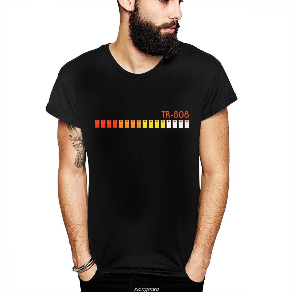 ROLAND TR 808 303 909 T-Shirt acide Vintage T-Shirt décontracté doux col rond manches courtes grande taille: Black / 5XL