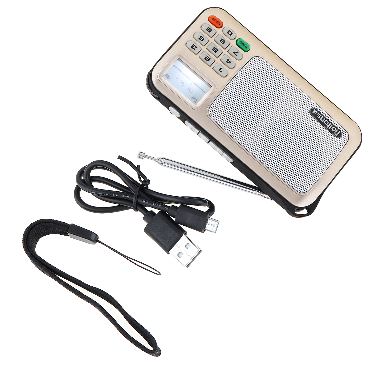 Rolton-Mini Radio portátil W505, reproductor de MP3 Digital, FM, USB, TF, altavoz con pantalla LED, Subwoofer, MP3, lámpara de antorcha