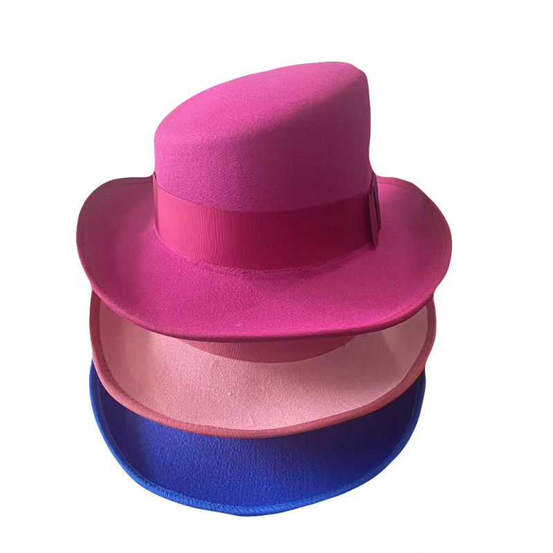Men Women asymmetric top wool hats fashiona formal ribbon steam punk hat men lumber costume Cap Party decoration