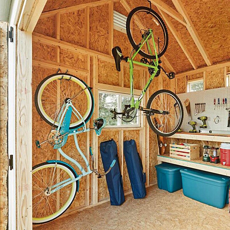 Paquet de 9 crochets de stockage de vélo, grands crochets à vis résistants pour le stockage de vélo de mur et de plafond de Garage, outil utilitaire