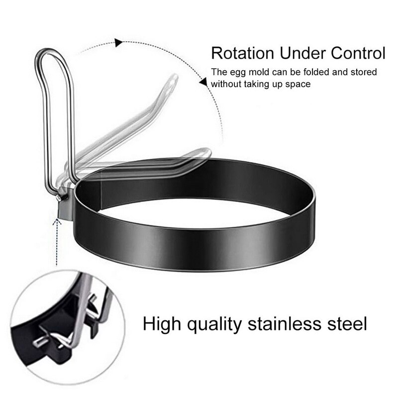 Rustfritt stål egg stekeverktøy ikke pinne egg pannekake maker ringe kjøkken baking omelett tidligere snu komfyr egg ringe form